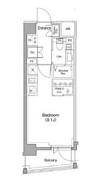 ザ・パークハビオ南大井 5階ワンルームの間取り