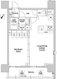 コンフォリア品川EAST 6階1LDKの間取り