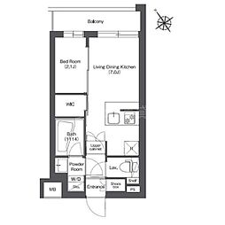 コンフォリア不動前 2階1DKの間取り