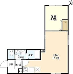 ウェルスクエアイズム大崎 1階1LDKの間取り