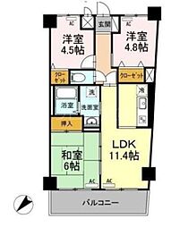 モニュメントスクウェア参番館 1階3LDKの間取り