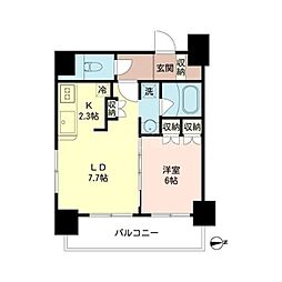 エコロジー大井町レジデンス 6階1LDKの間取り