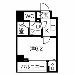 スカイコートプライム大井町 2階1Kの間取り