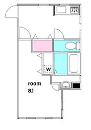 ウィング古屋 2階1Kの間取り