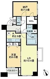 クロスレジデンス蒲田 12階1SLDKの間取り