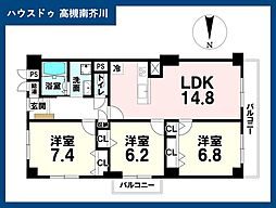 日商岩井高槻マンション 3LDKの間取図画像