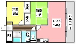 レジデンスベルメゾン 2LDKの間取図画像