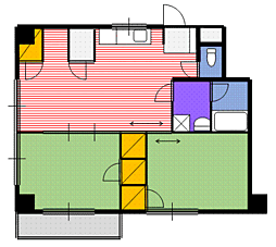 サニーヒル江波 3階2LDKの間取り