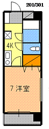 立石ビル 4階1Kの間取り