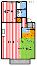 CASA.M.梶川 2階2LDKの間取り