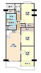 エバーグリーン金岡2棟 3LDKの間取図画像