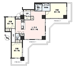 東急ドエルスカイマークタワー川口 3LDKの間取図画像