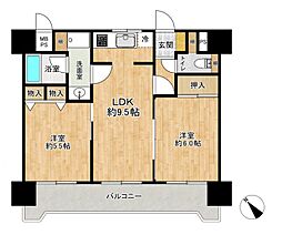 朝日プラザ越谷 2LDKの間取図画像