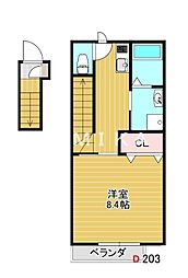 岡山市南区福成2丁目アパート 1Kの間取図画像
