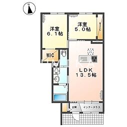 プロシード 2LDKの間取図画像