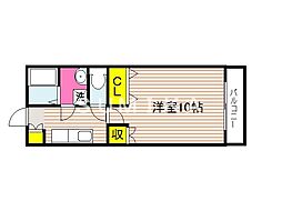JR宇野線 大元駅 徒歩9分の賃貸マンション 3階1Kの間取り