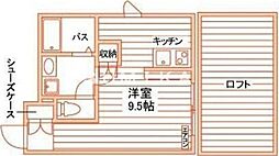 JR津山線 法界院駅 徒歩14分の賃貸アパート 1階1Kの間取り
