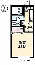 JR山陽本線 北長瀬駅 徒歩13分の賃貸アパート 2階1Kの間取り