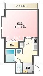 JR宇野線 大元駅 徒歩13分の賃貸マンション 2階1Kの間取り