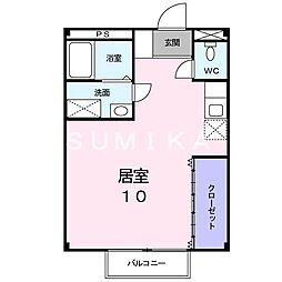 JR山陽本線 西川原駅 徒歩5分の賃貸アパート 2階ワンルームの間取り