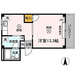 JR山陽本線 岡山駅 徒歩10分の賃貸アパート 3階ワンルームの間取り