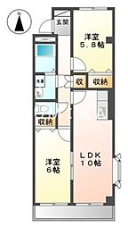 岡山電気軌道清輝橋線 清輝橋駅 徒歩32分の賃貸マンション 4階2LDKの間取り