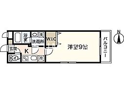 JR山陽本線 岡山駅 徒歩8分の賃貸マンション 2階1Kの間取り
