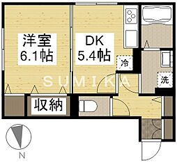 JR宇野線 備前西市駅 徒歩20分の賃貸アパート 2階1DKの間取り