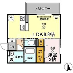 JR吉備線 備前三門駅 徒歩13分の賃貸アパート 3階1LDKの間取り