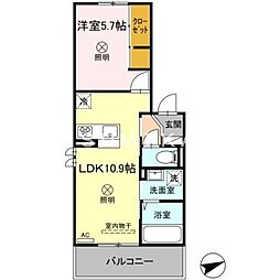 JR山陽本線 西川原駅 徒歩24分の賃貸アパート 2階1LDKの間取り