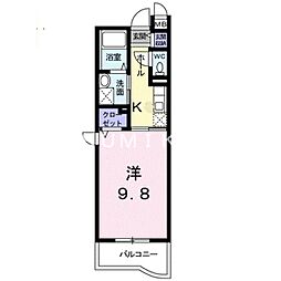 JR宇野線 大元駅 徒歩19分の賃貸マンション 1階1Kの間取り