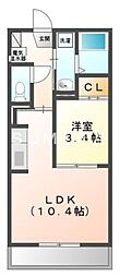 JR山陽本線 岡山駅 徒歩19分の賃貸マンション 1階1LDKの間取り