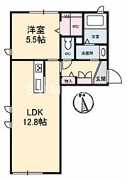 JR山陽本線 岡山駅 徒歩16分の賃貸アパート 1階1LDKの間取り