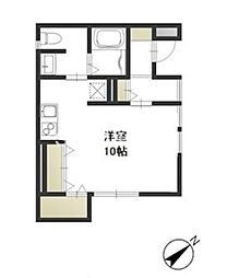 JR山陽本線 岡山駅 徒歩16分の賃貸アパート 1階ワンルームの間取り