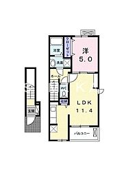 JR宇野線 大元駅 3.2kmの賃貸アパート 2階1LDKの間取り