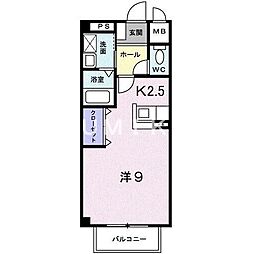 JR山陽本線 北長瀬駅 徒歩21分の賃貸アパート 2階ワンルームの間取り