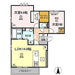 エスペランサ 2LDKの間取図画像
