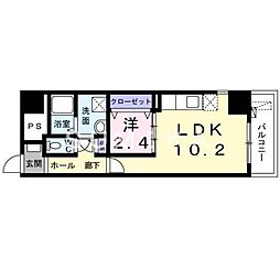 JR山陽本線 岡山駅 徒歩12分の賃貸マンション 4階1LDKの間取り