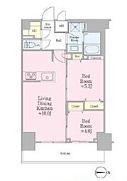 アーバングレイス 2階2LDKの間取り