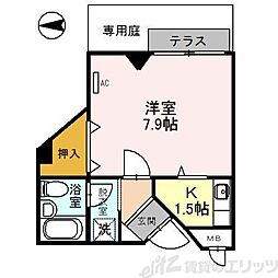 ナヴィール箕面 1Kの間取図画像