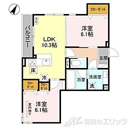 カーサ・プレッツァ豊里 2LDKの間取図画像