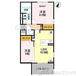 カーサ・プレッツァ豊里 2LDKの間取図画像