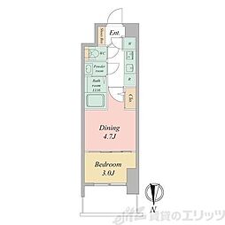 セレニテ東梅田アリエ 2Kの間取図画像