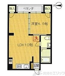 エバーグリーン新大阪 1LDKの間取図画像