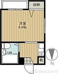 北園マンション 1Kの間取図画像