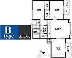 パティオ小松 2階3LDKの間取り