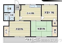 めぞんたきがわ 2LDKの間取図画像