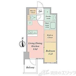 セレニテ東梅田アリエ 1LDKの間取図画像