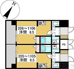 エクセレント上新17 ワンルームの間取図画像
