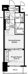 プライマリーワン 1DKの間取図画像